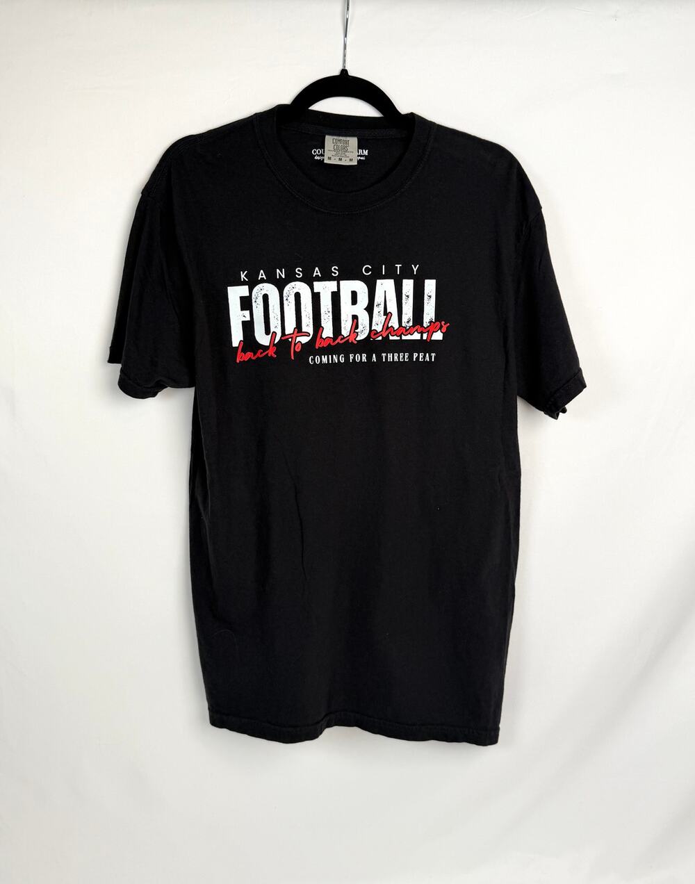 Kansas City Football Back To Back Champs Shirt Comfort Colors Large NWOT KC Tee